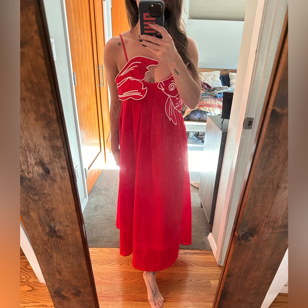 Farm Rio (knock off) Red Koi Dress (M) - Picture 12 of 12